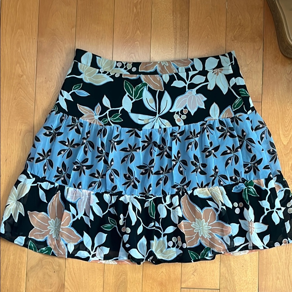 LOFT Floral Mini Skirt - Black and Blue - Picture 2 of 4